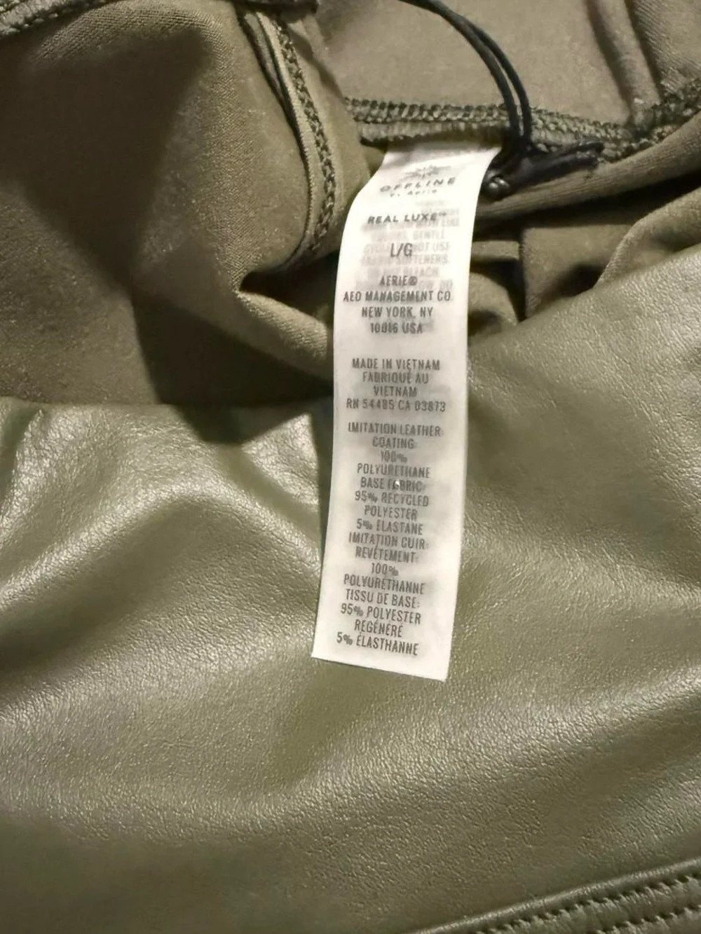 OFFLINE by Aerie Real Luxe Faux Leather  Legging in Olive Green Size Large